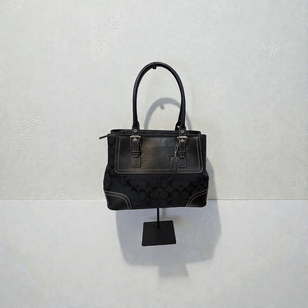 Coach Hampton Signature Satchel with Jacquard and Leather - Picture 2 of 8
